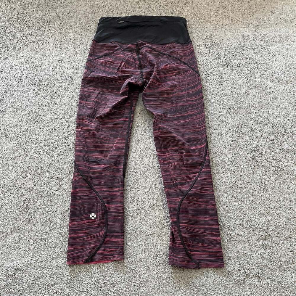 Lululemon Space Dye Pink Black Crop Leggings Capri Yoga Pants Women's Size 4